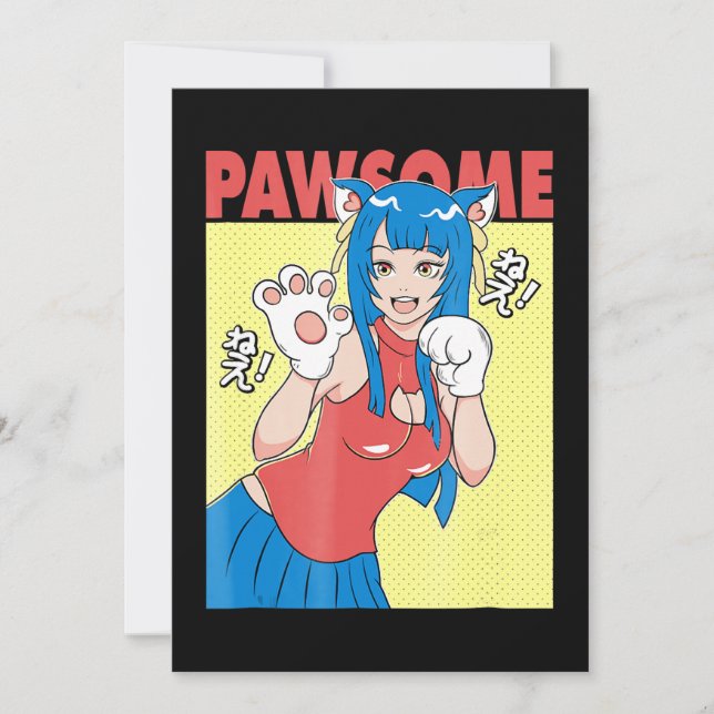 Cosplay | Anime Girl Cute Waifu Neko Cosplay Gift Invitation (Front)