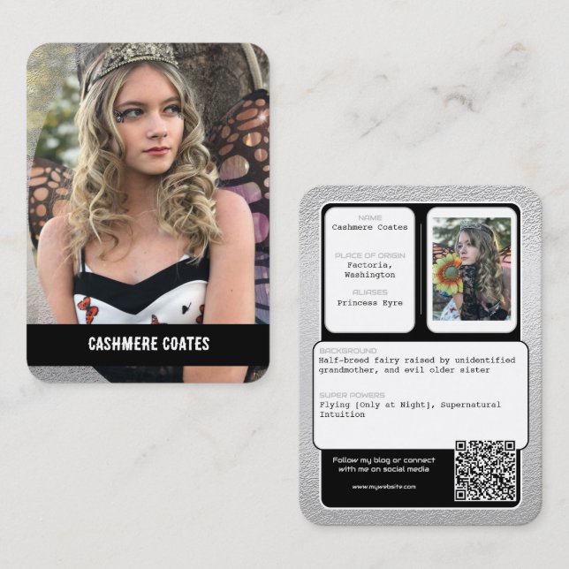 Cosplay Character Custom Trading Cards | QR Code W (Front/Back)