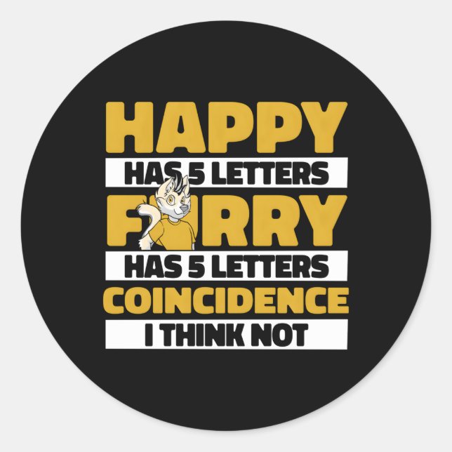 Cosplay Happy Fursona Furries Furry Fandom Classic Round Sticker (Front)