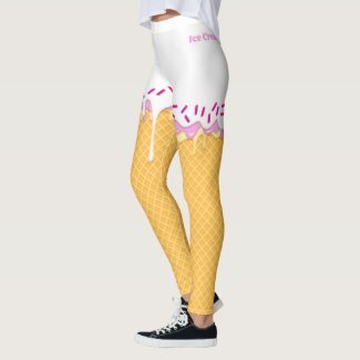Cosplay Ice Cream Cone Popsicle Sprinkles Leggings