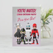 Cosplay Theme Birthday Party with Characters Invitation (Standing Front)