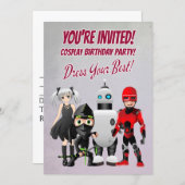 Cosplay Theme Birthday Party with Characters Invitation (Front/Back)