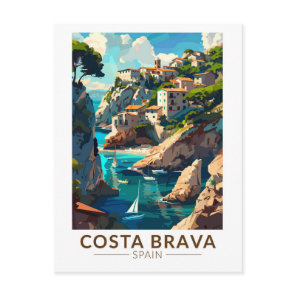 Costa Brava Spain Catalonia Travel Art Vintage Postcard