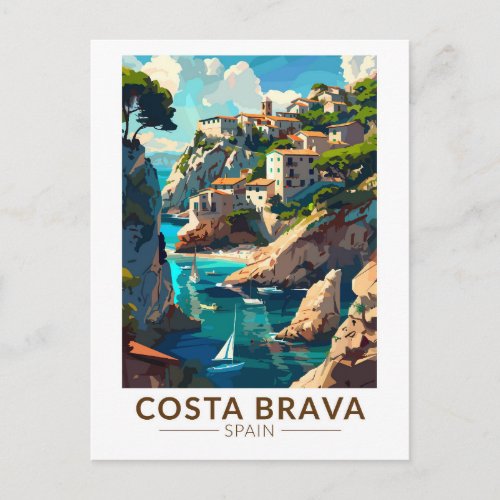 Costa Brava Spain Catalonia Travel Art Vintage Postcard
