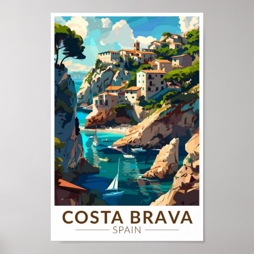 Costa Brava Spain Catalonia Travel Art Vintage Poster