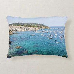 Costa Brava Spain Scenic Blue Ocean Travel Photo Accent Pillow