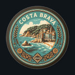 Costa Brava Spain Travel Art Badge Magnet<br><div class="desc">Costa Brava retro vector travel design. The Costa Brava is a coastal region of Catalonia in northeastern Spain.</div>