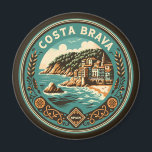 Costa Brava Spain Travel Art Badge Magnet<br><div class="desc">Costa Brava retro vector travel design. The Costa Brava is a coastal region of Catalonia in northeastern Spain.</div>