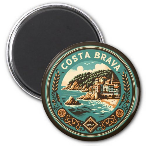 Costa Brava Spain Travel Art Badge Magnet