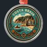 Costa Brava Spain Travel Art Badge Metal Ornament<br><div class="desc">Costa Brava retro vector travel design. The Costa Brava is a coastal region of Catalonia in northeastern Spain.</div>