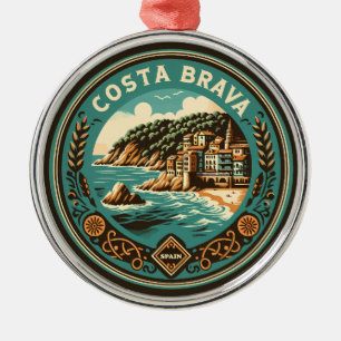 Costa Brava Spain Travel Art Badge Metal Ornament