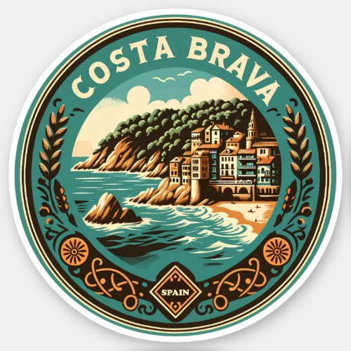 Costa Brava Spain Travel Art Badge Sticker