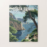 Costa Brava Spain Travel Art Vintage Jigsaw Puzzle<br><div class="desc">Costa Brava retro vector travel design. The Costa Brava is a coastal region of Catalonia in northeastern Spain.</div>