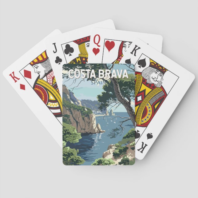 Costa Brava Spain Travel Art Vintage Poker Cards (Back)