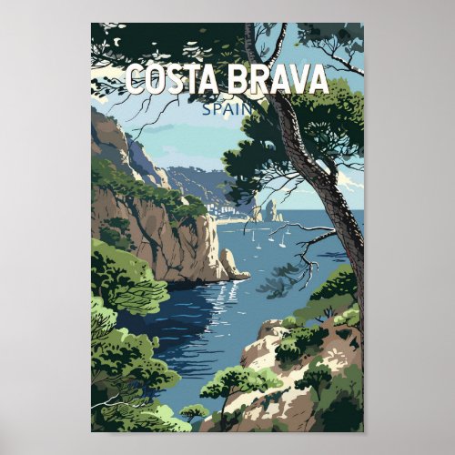 Costa Brava Spain Travel Art Vintage Poster