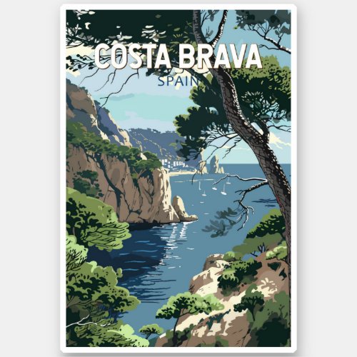 Costa Brava Spain Travel Art Vintage Sticker