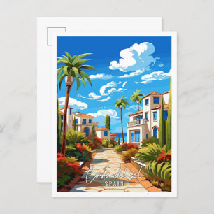 Costa del sol Spain vintage travel illustration Postcard