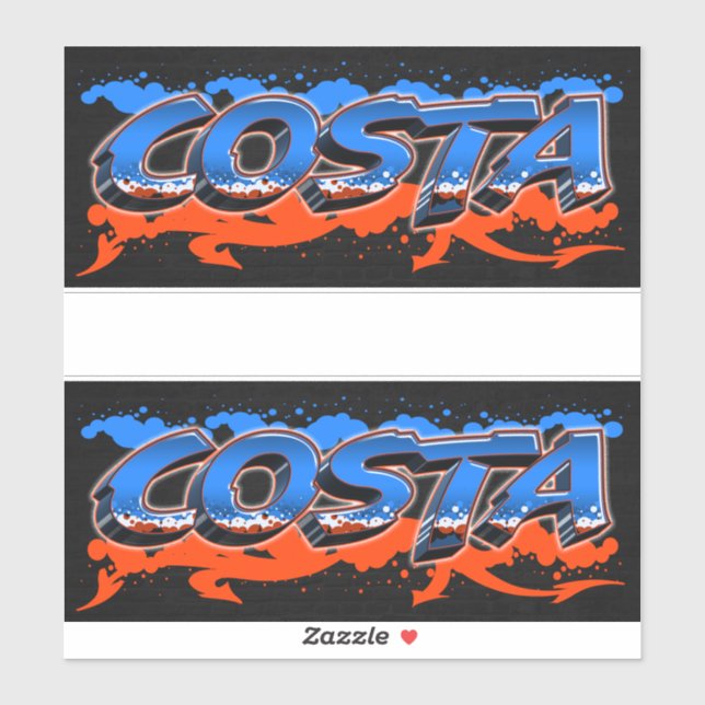 Costa First Name Graffiti Sticker (Sheet)