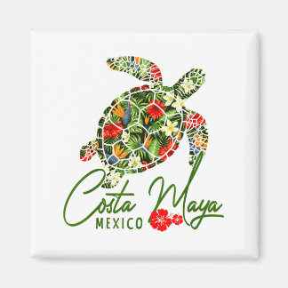 Costa Maya Mexico Sea Turtle Tropical Hibiscus Vac Magnet