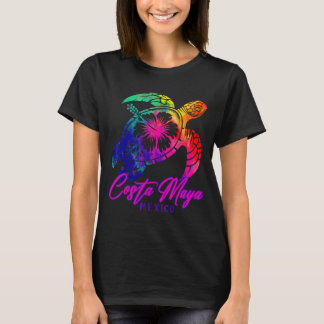 Costa Maya Mexico Tie Dye Sea Turtle Hibiscus Beac T-Shirt