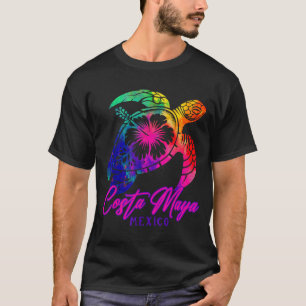 Costa Maya Mexico Tie Dye Sea Turtle Hibiscus Beac T-Shirt