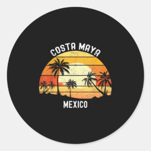 Costa Maya Mexico Vacation Souvenir Sunset Beach Classic Round Sticker