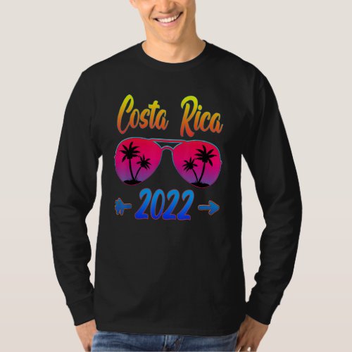 Costa Rica 2022 Vintage Beach Cool Glasses Vacatio T_Shirt