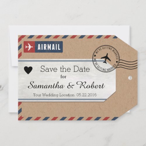 Costa Rica Airmail Luggage Tag Save The Dates Save The Date