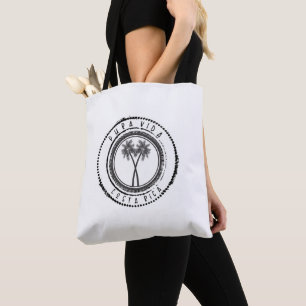Costa Rica Beach Pura Vida Palm Tree Black Tote Bag