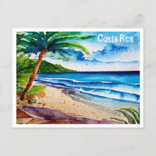 Costa Rica Beach Pura Vida Watercolor Painting Holiday Postcard