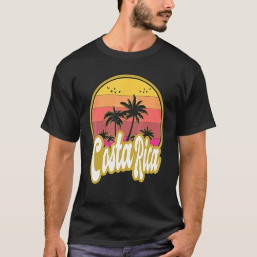Costa Rica Beach Retro Sunset T_Shirt