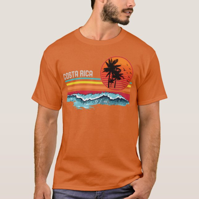 Costa Rica Beach Sunset 80S Surfing Surf 70S famil T-Shirt (Front)