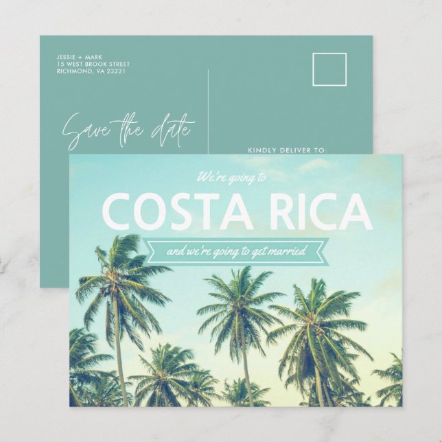 Costa Rica Beach Wedding Save the Dates Announcement Postcard (Front/Back)