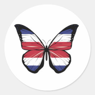 Costa Rica Butterfly Flag Classic Round Sticker
