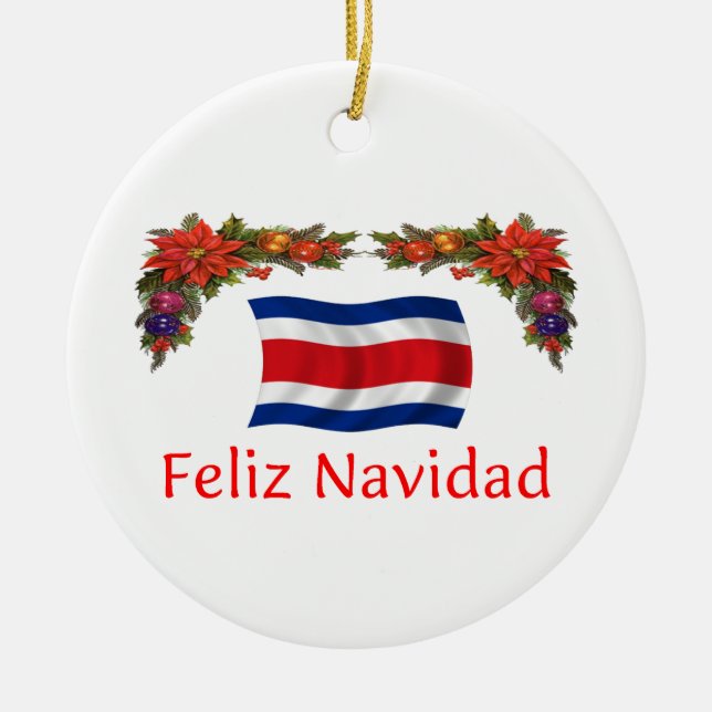 Costa Rica Christmas Ceramic Ornament (Front)