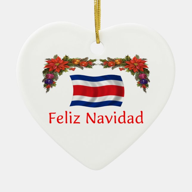 Costa Rica Christmas Ceramic Ornament (Front)