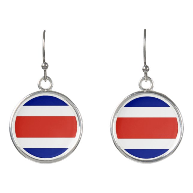 Costa Rica Civil Flag Earrings (Front)