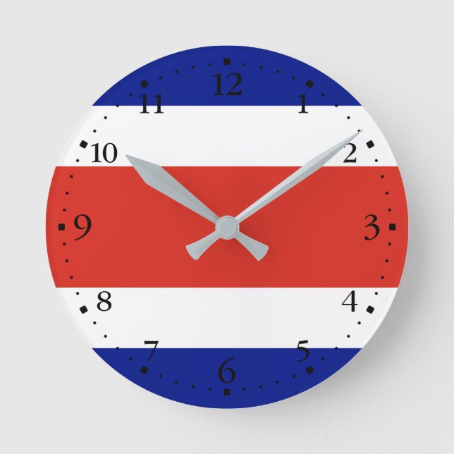 Costa Rica Civil Flag Round Clock (Front)