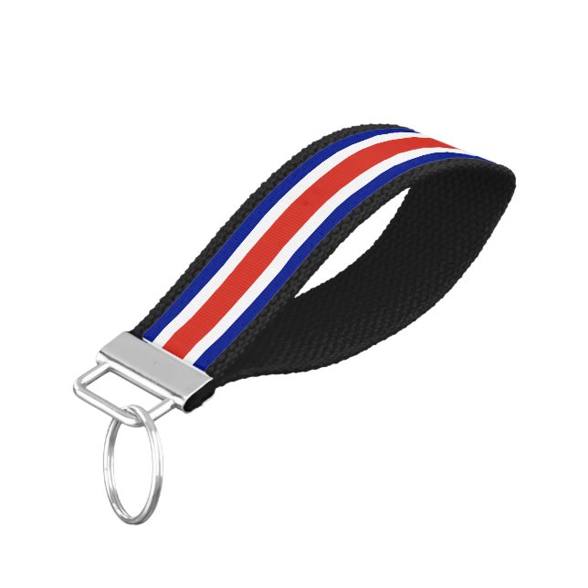 Costa Rica Civil Flag Wrist Keychain (Angled Down)