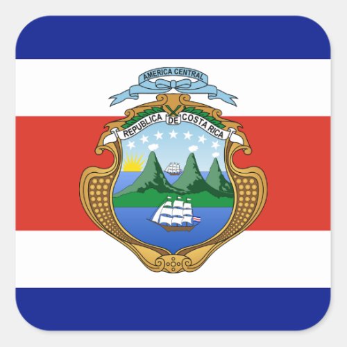 Costa Rica coat of arms flag Square Sticker