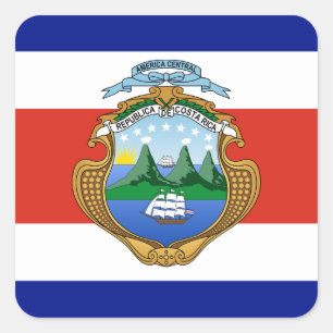 Costa Rica (coat of arms/ flag) Square Sticker