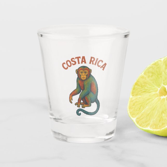 Costa Rica Colorful Monkey  Shot Glass (Front)