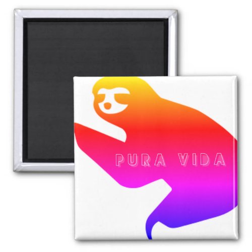 Costa Rica Colorful Pura Vida Sloth Souvenir Magnet