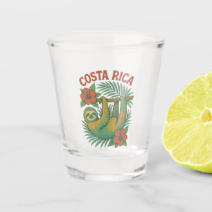 Costa Rica Colorful Tropical Sloth Shot Glass