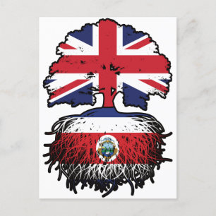 Costa Rica Costa Rican British UK Tree Roots Flag Postcard