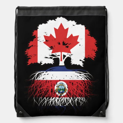 Costa Rica Costa Rican Canadian Canada Tree Roots Drawstring Bag