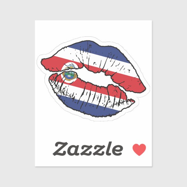 Costa Rica Costa Rican Lipstick Love Flag Sticker (Sheet)