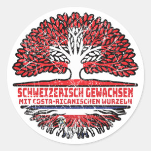 Costa Rica Costa-ricanisch Schweizer Schweiz Baum Classic Round Sticker
