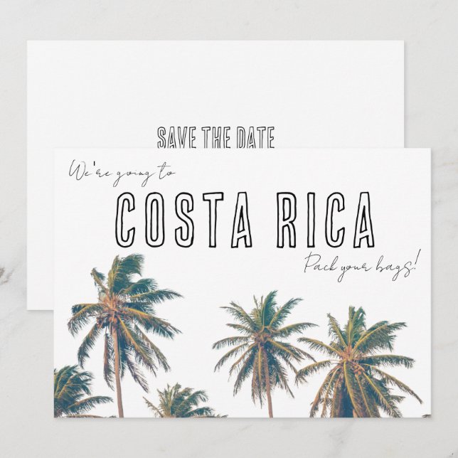 Costa Rica Destination Beach Wedding Save the Date (Front/Back)