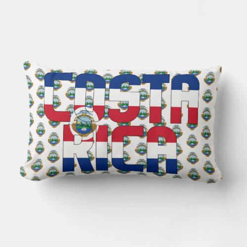 Costa Rica Flag and Coat of Arms Patriotic Lumbar Pillow